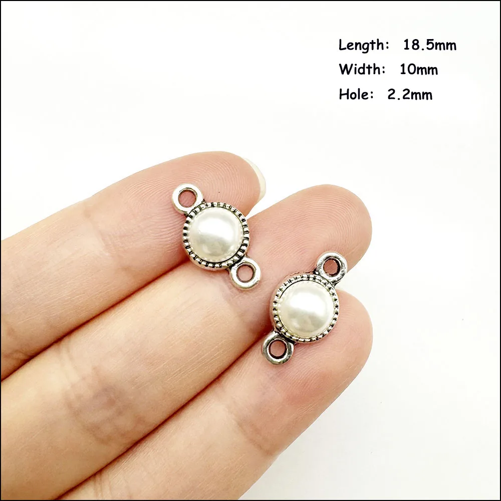 Nieuwe Palm Flower Teardrop Connectors Antiek verzilverd witte acrylkralen voor armbanden Charms Maken van sieraden HCJBAB