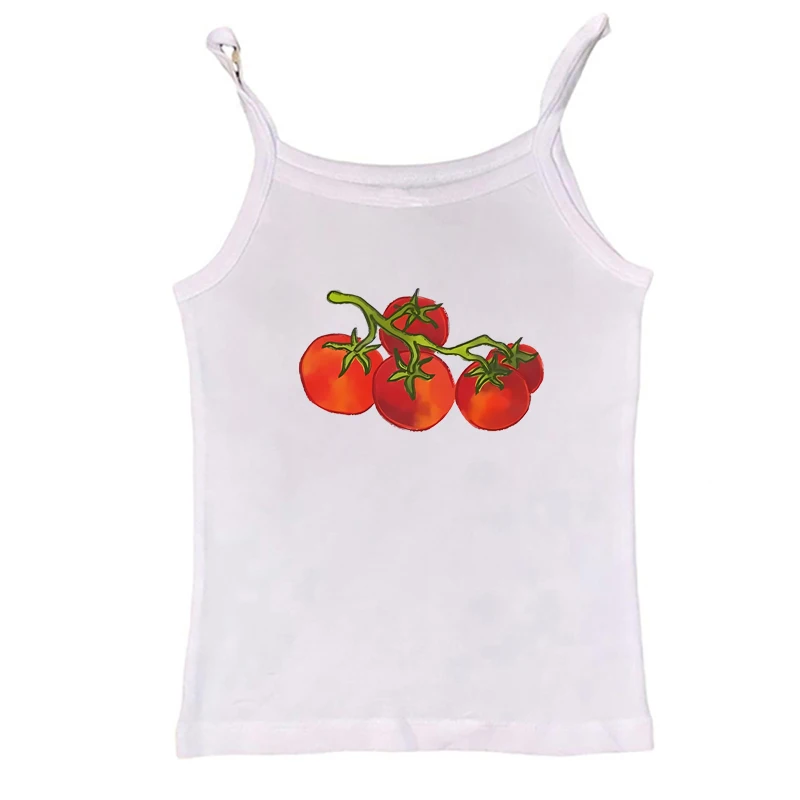 

Топ женский в стиле гранж с принтом томатов, в стиле ретро