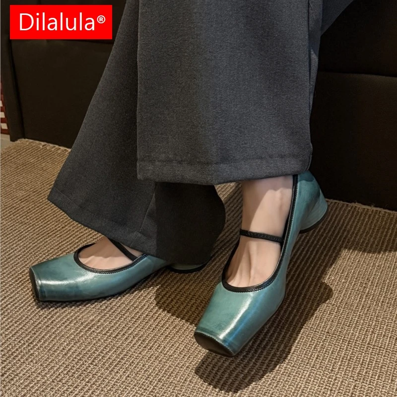

Dilalula 2026 New Arrival Genuine Leather women's Mary Janes Shoes Novelty Low Heels Buckle Up Young lady's Leather Dress Shoes
