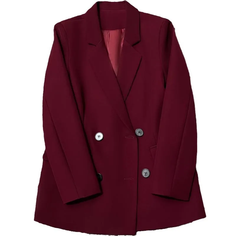 SuperAen Wine Red Suit Coat Women\'s Spring Autumn 2024 New Women\'s Commuter Casual Blazer