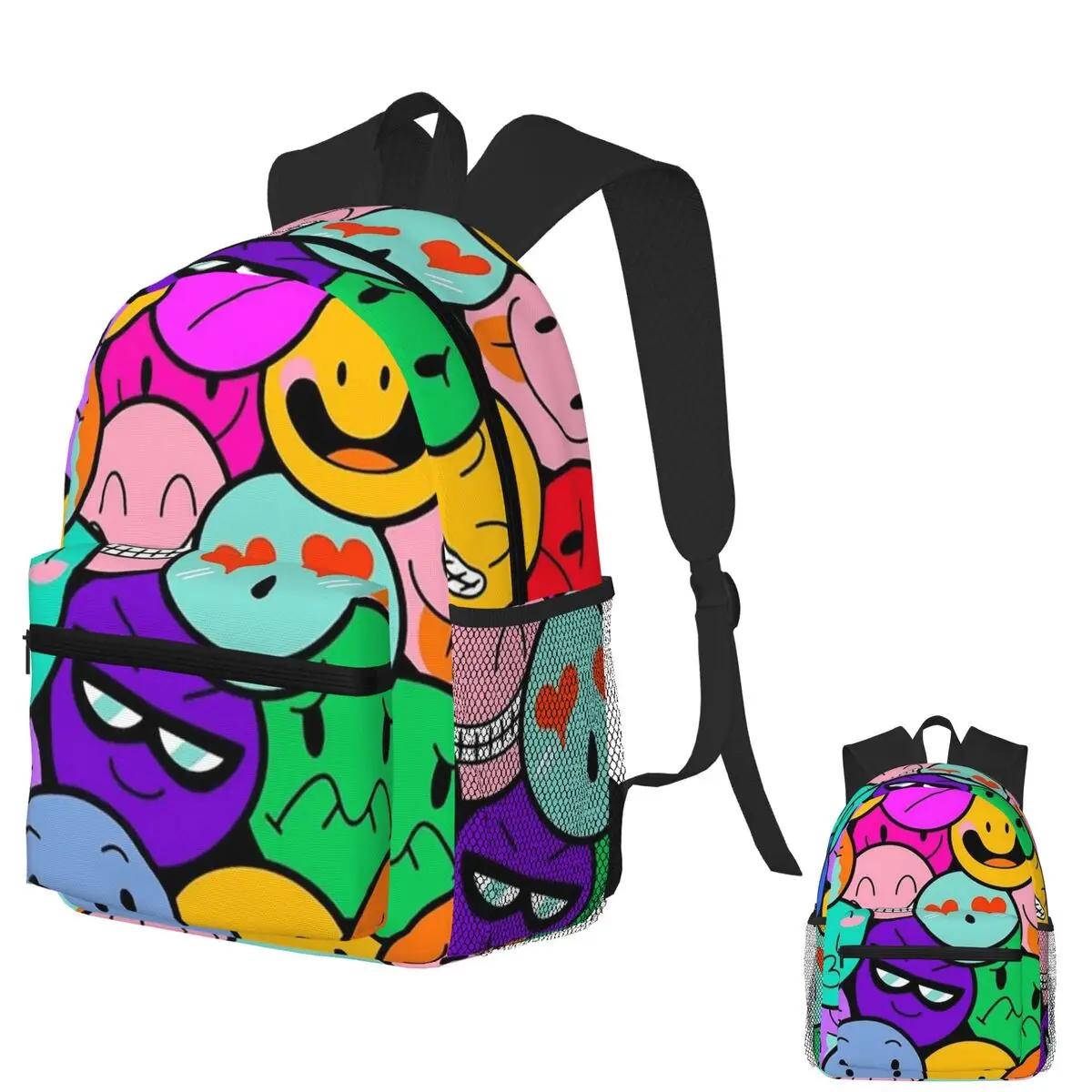 

Happy Face Colors Pattern Student Backpack School Bag Hiking Travel Daypack for Boys Girls Bookbag Shoulder Bags