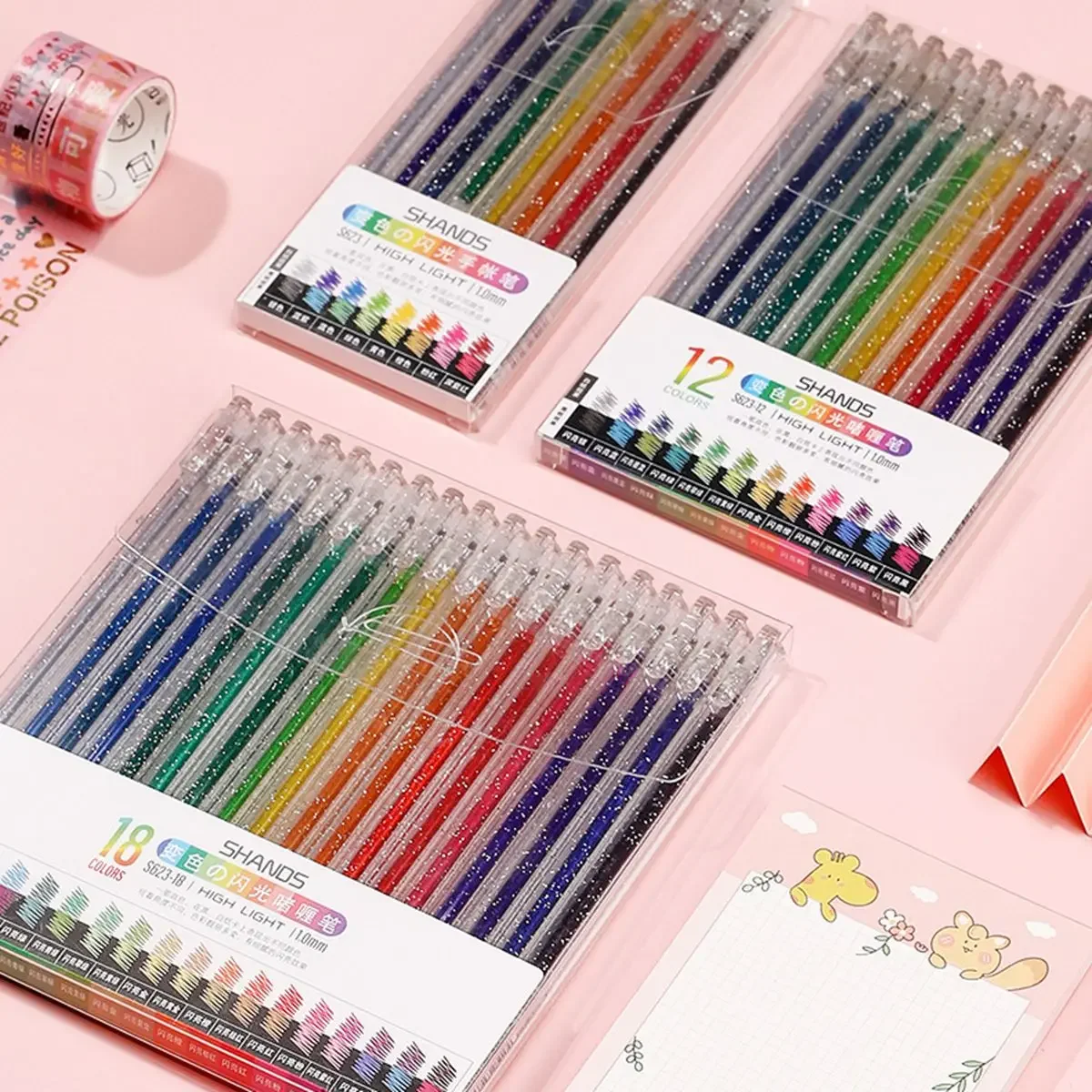 8/12/18 Colors Glitter Gel Pen Set Stationery Iitems 1.0mm Gel Pens DIY Writing Drawing Stationery Back to School Supplies Gifts image 2