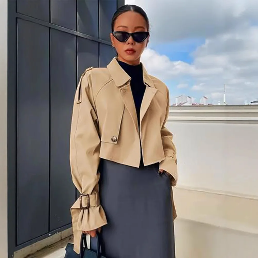 

Classic Retro Short Trench Coat Fashionable and Versatile Jacket High-end Top Coat Commuting New Jacket