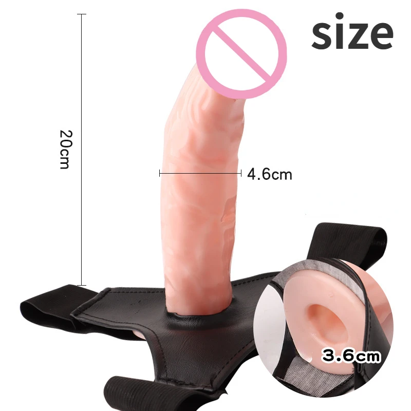 20cm Strap on Dildo Hollow Penis Sleeve Insertable 15cm Penis Enlargement Condoms Sex Toys for Lesbian Adult Toys Big Dick