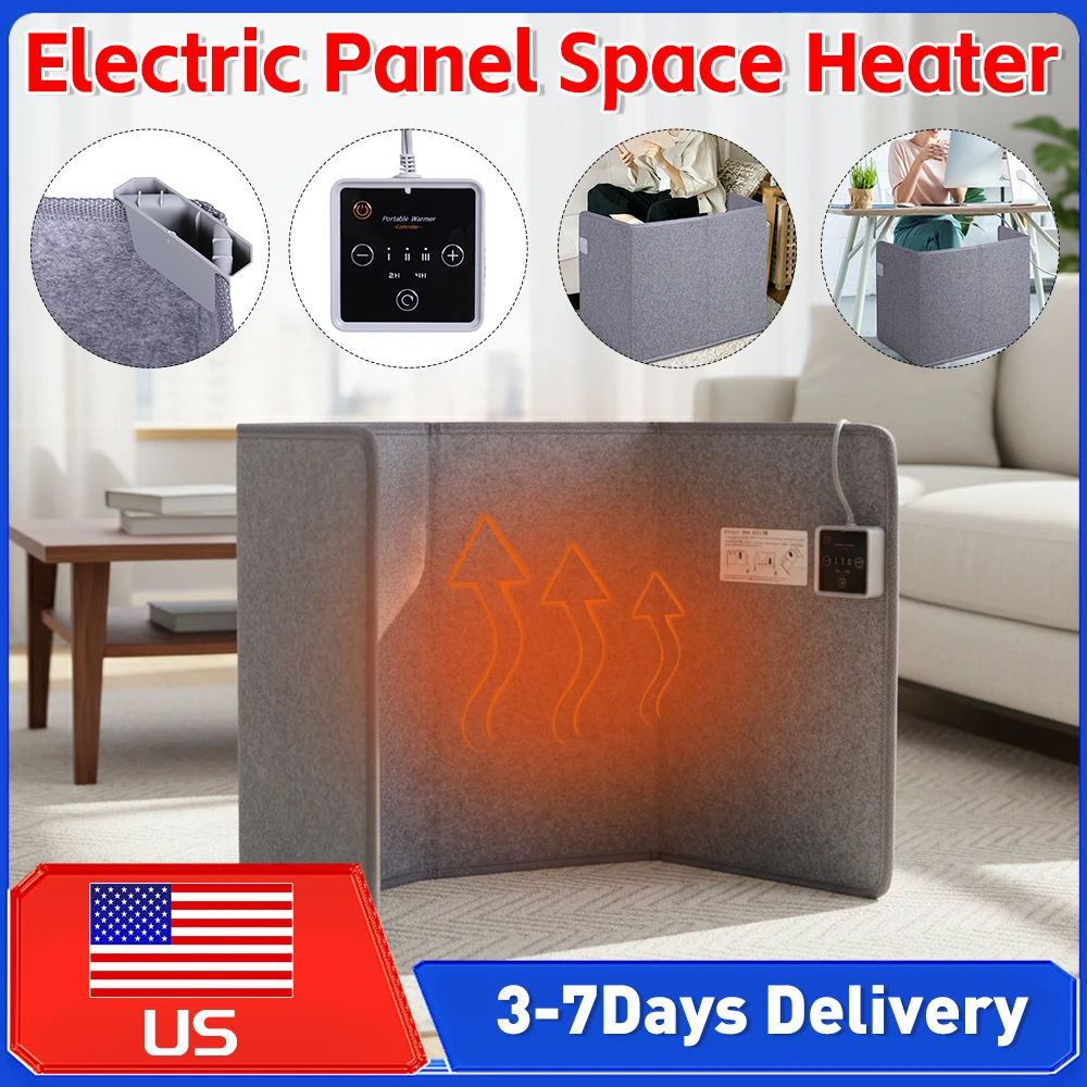 

U Shape Wrap Electric Foot Warmer Under Desk Portable Panel Heater with Thermostat Timer Adjustable Heating Pad for Office Home