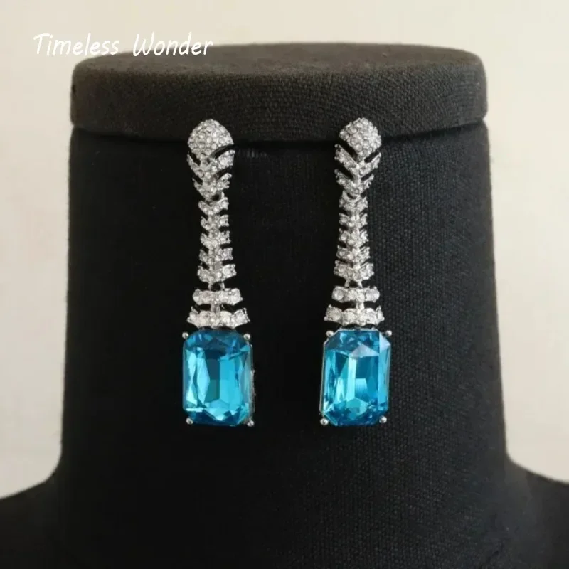 Timeless Wonder Fancy Zircon Geo Stud Earrings for Women Designer Jewelry Runway Goth Punk Classy Style Rare Gift Sweet 5152