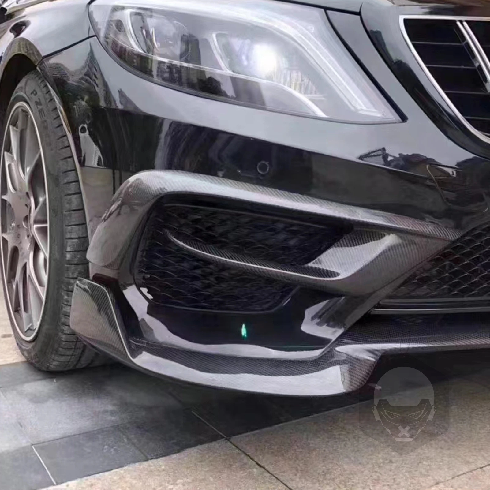 For Mercedes-Benz S-Class W222 S63 AMG 2014-2016 Carbon Fiber Front Bumper Fog Light Vent Splitter​ Car Accessories Modification