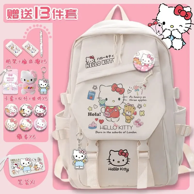 Sanurgente-Sac à dos de dessin animé mignon pour enfants, cartable étudiant Hellokitty, grande capacité, homme et femme, nouveau