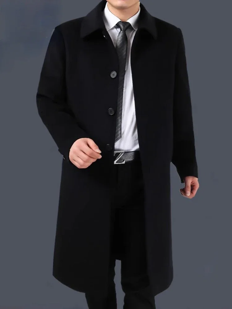 Autumn Winter 90% Cashmere Coat Men's Knee Long Woolen Jacket Business Casual Large Size Clothes Men Clothing Loose Warm Top 6XL