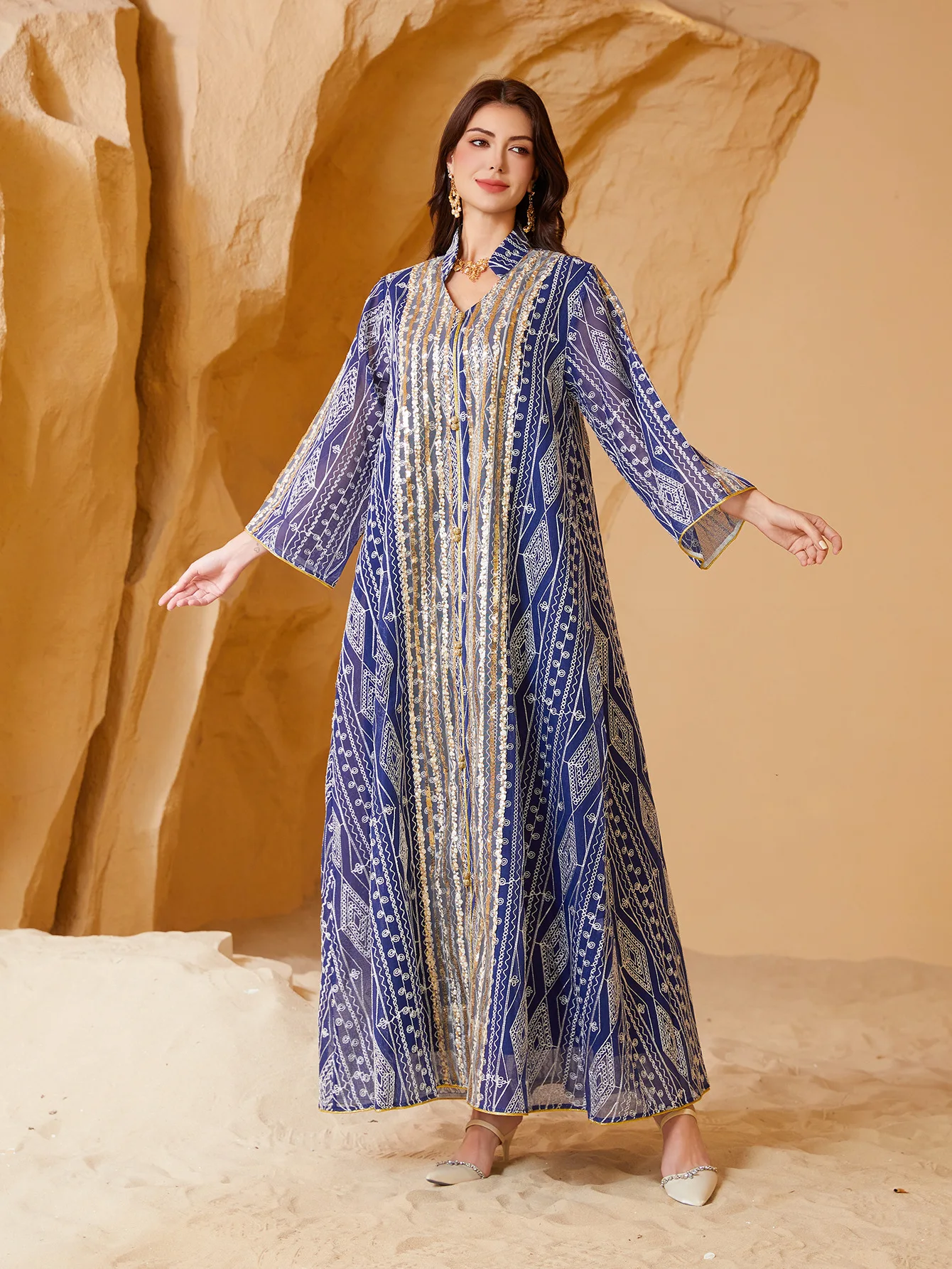 

Ид женское платье мусульманская Абая с блестками и вышивкой Рамадан Джалабия вечерние платья Дубай длинный халат кафтан Vestidos Largos 2025