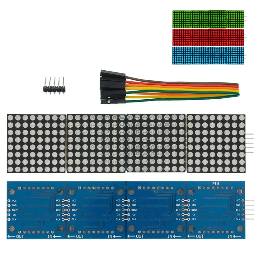 MAX7219 Dot Matrix Module Microcontroller Display Module MCU LED Display Control Module For Arduino 5V DIY Kits 4 in 1 Red/Green