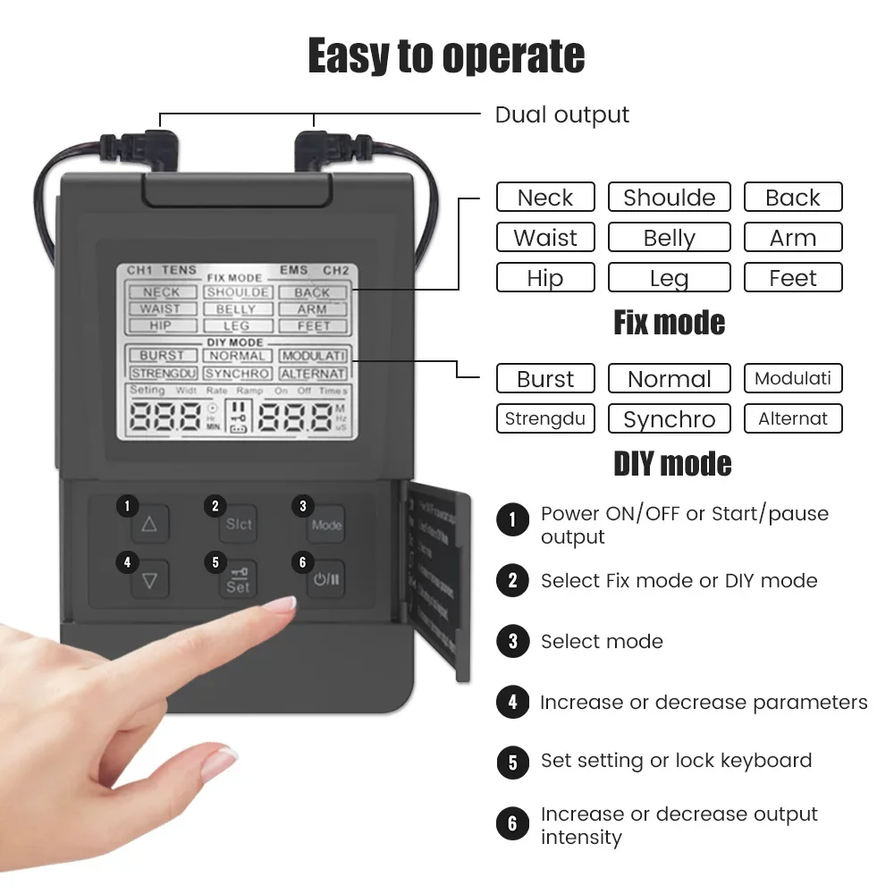 وحدة عشرات محفز العضلات الكهربائية EMS جهاز العلاج بالتدليك ميريديان العلاج الطبيعي عشرات التردد المنخفض نبض الجسم مدلك