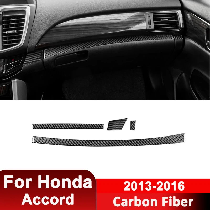 

For Honda Accord 2013-2016 Carbon Fiber Car Co-Pilot Panel Trim Strips Kit Decorative Sticker Auto Interior Accessories