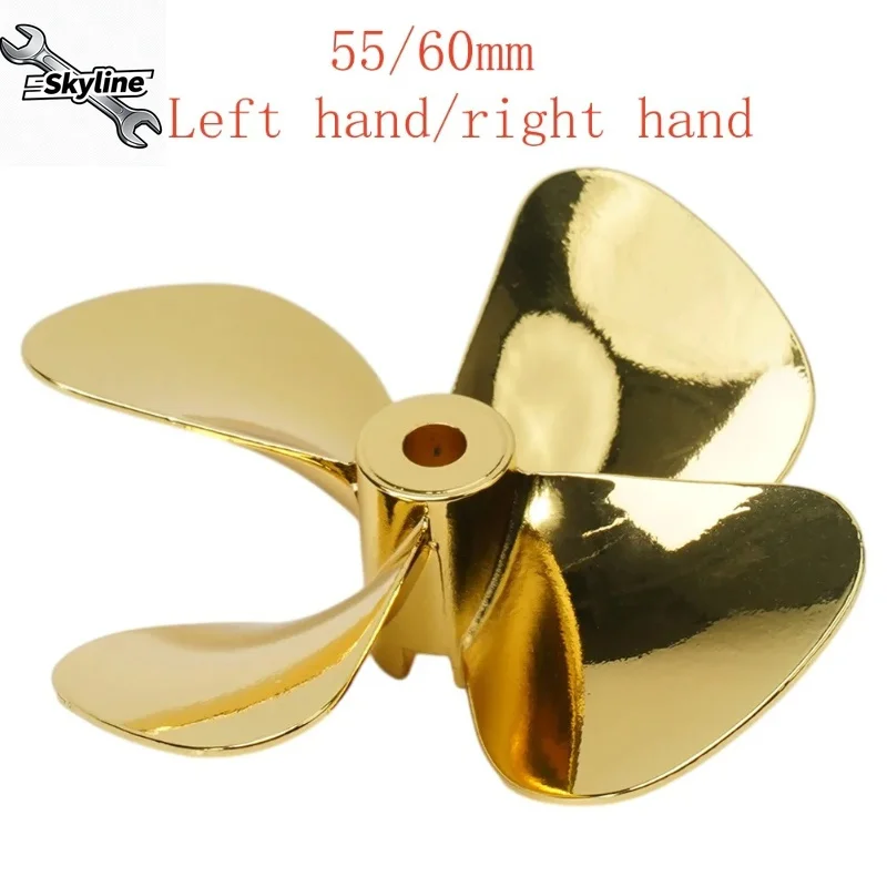 Boat Model Metal Propeller, 4 Blades, 4mm Shaft, 55mm/60mm, Suitable For RC Boats, Bait Boats, Tugboats, Oceans Cruisers