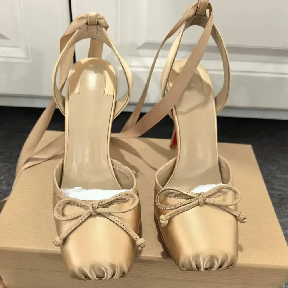 Slingback الكاحل حزام أحذية الباليه مثير ساحة تو كعب رقيقة الساتان Challow الوافدين الجدد أزياء النساء الأحذية الحديثة #3