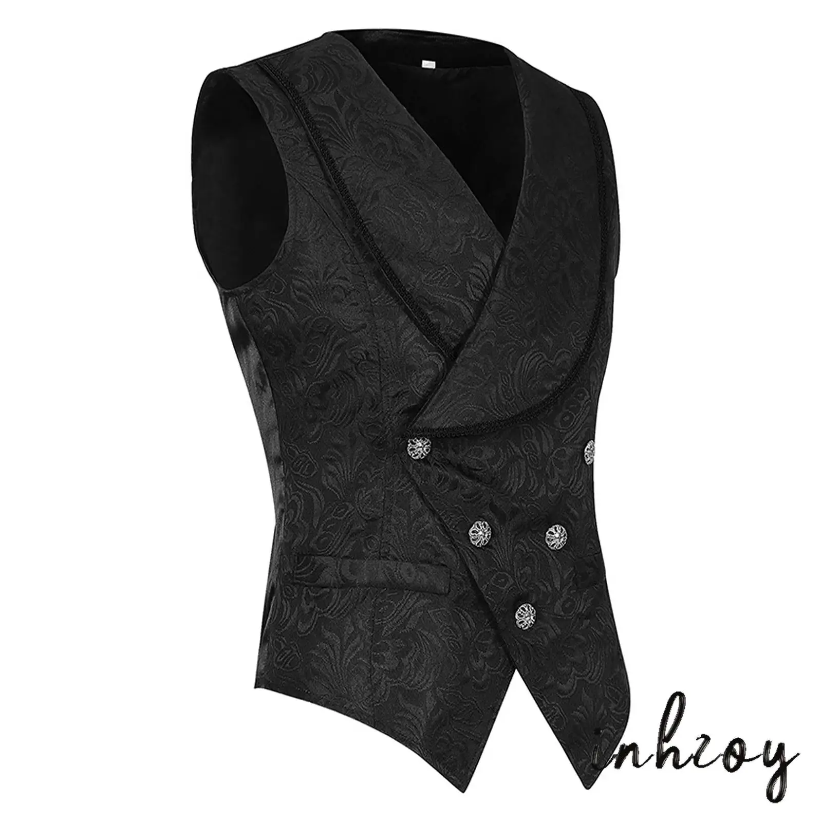 

Steampunk Gothic Halloween Cosplay Mens Vintage Costume Buttons Ruched Waistcoat Tank Tops Medieval Victorian Jacquard Vest Tops