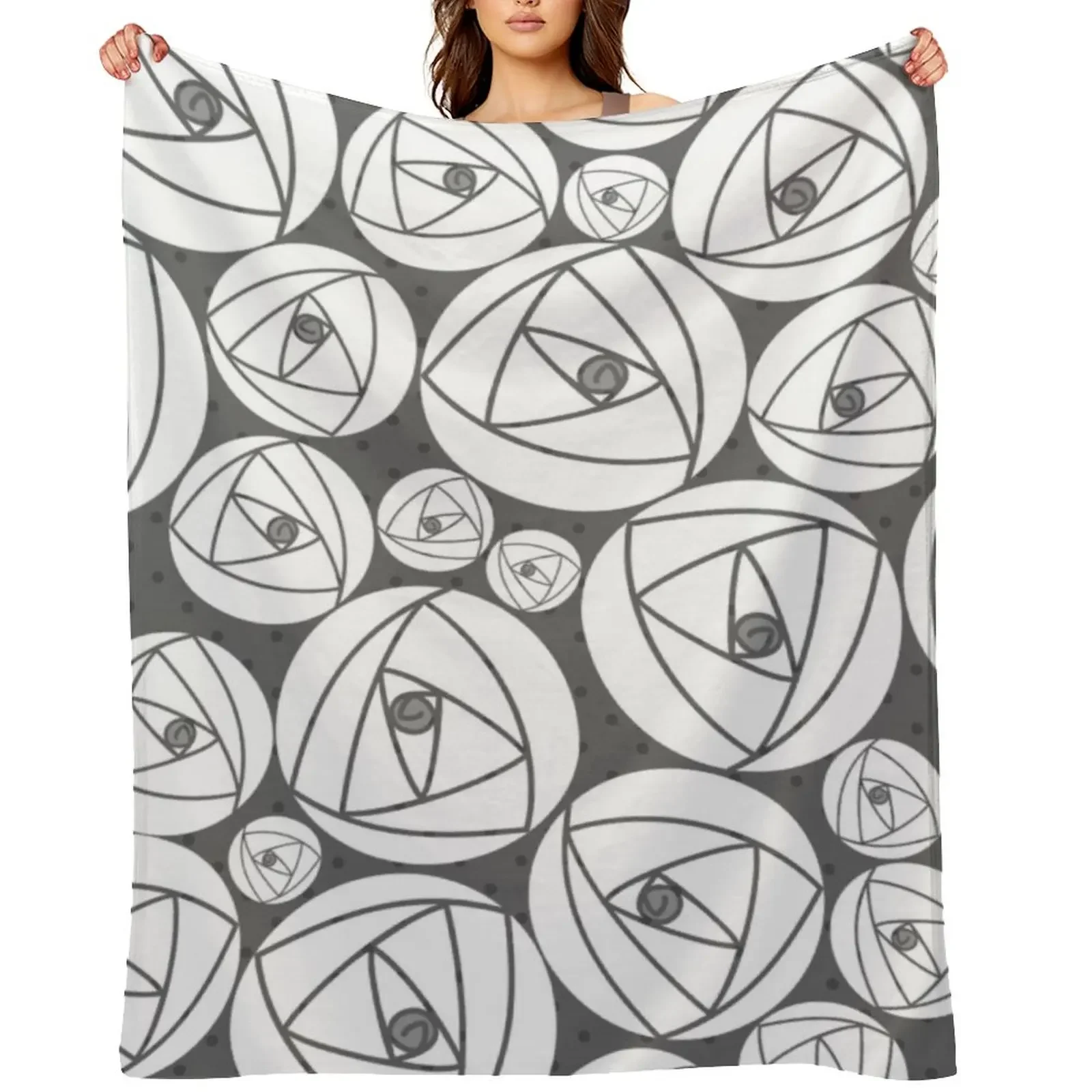 

Charles Rennie Mackintoshsh rose, grey, white Throw Blanket Bed linens Sofa Quilt Flannel Fabric Camping Blankets