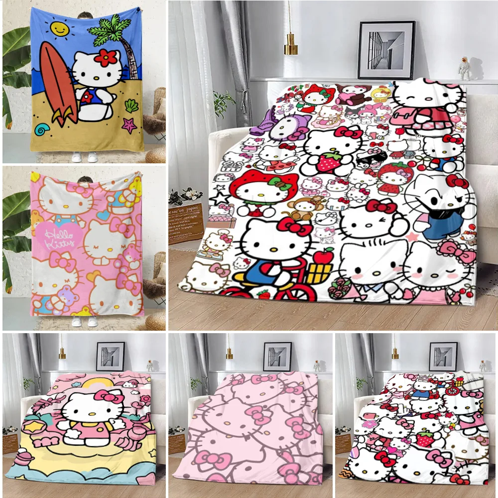 

Одеяло с милым рисунком Hello Kitty, одеяла для пикника, теплое одеяло, мягкое и удобное одеяло, домашнее одеяло для путешествий, подарок на день рождения