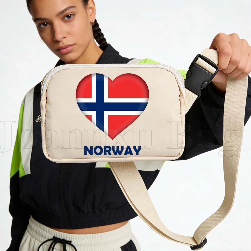 

Norway Heart Flag Chest Mobile Waist Bag for Men Women Multifunctional Large Capacity Belt Fanny Pack Sports Waist Mobile Bag