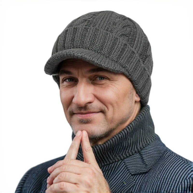 

2026Новая мужская бейсболка с короткими полями, классическая модная зимняя теплая бейсболка, утолщенная плетеная вязаная шапка