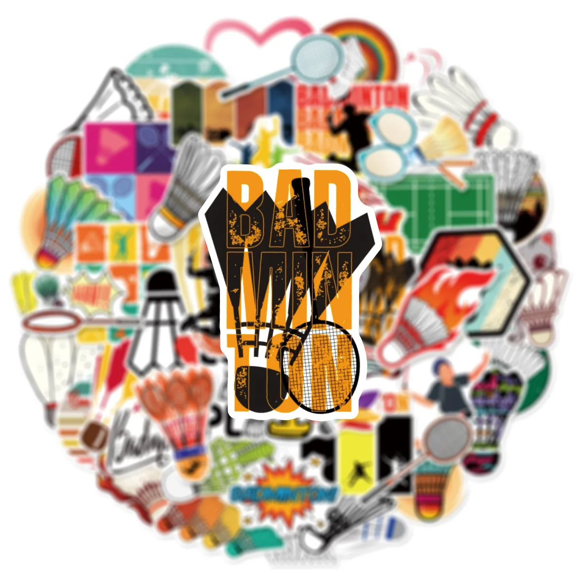 50 Uds. De pegatinas deportivas de bádminton con personalidad de dibujos animados, divertidas y creativas pegatinas para garabatos para caja de lápices, pegatinas de juguete de escritorio para álbum de recortes