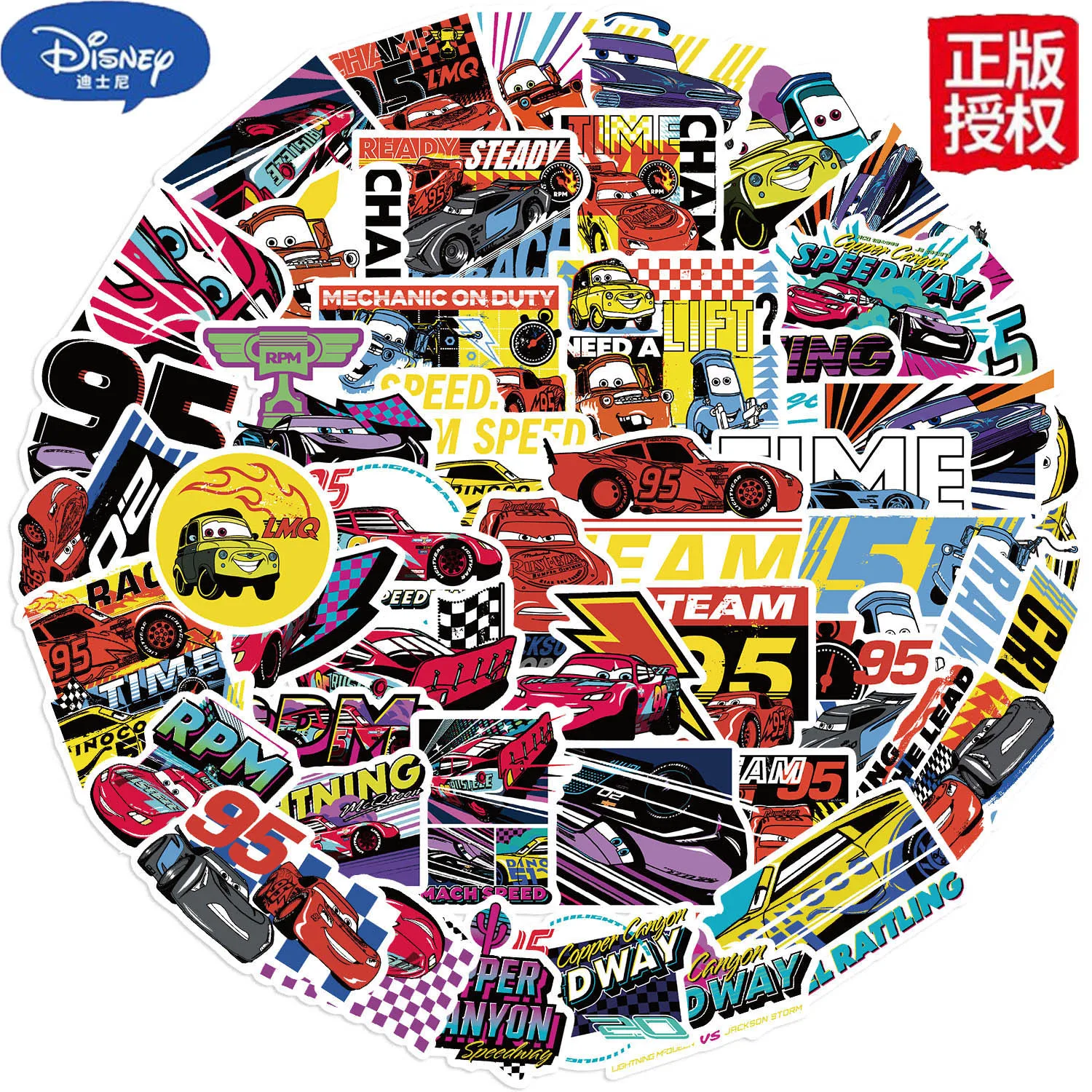 

50PCS Anime Disney Cars Night Race Stickers The Avengers Skateboard Laptop Luggage Cartoon DIY Waterproof Sticker Kid Toy