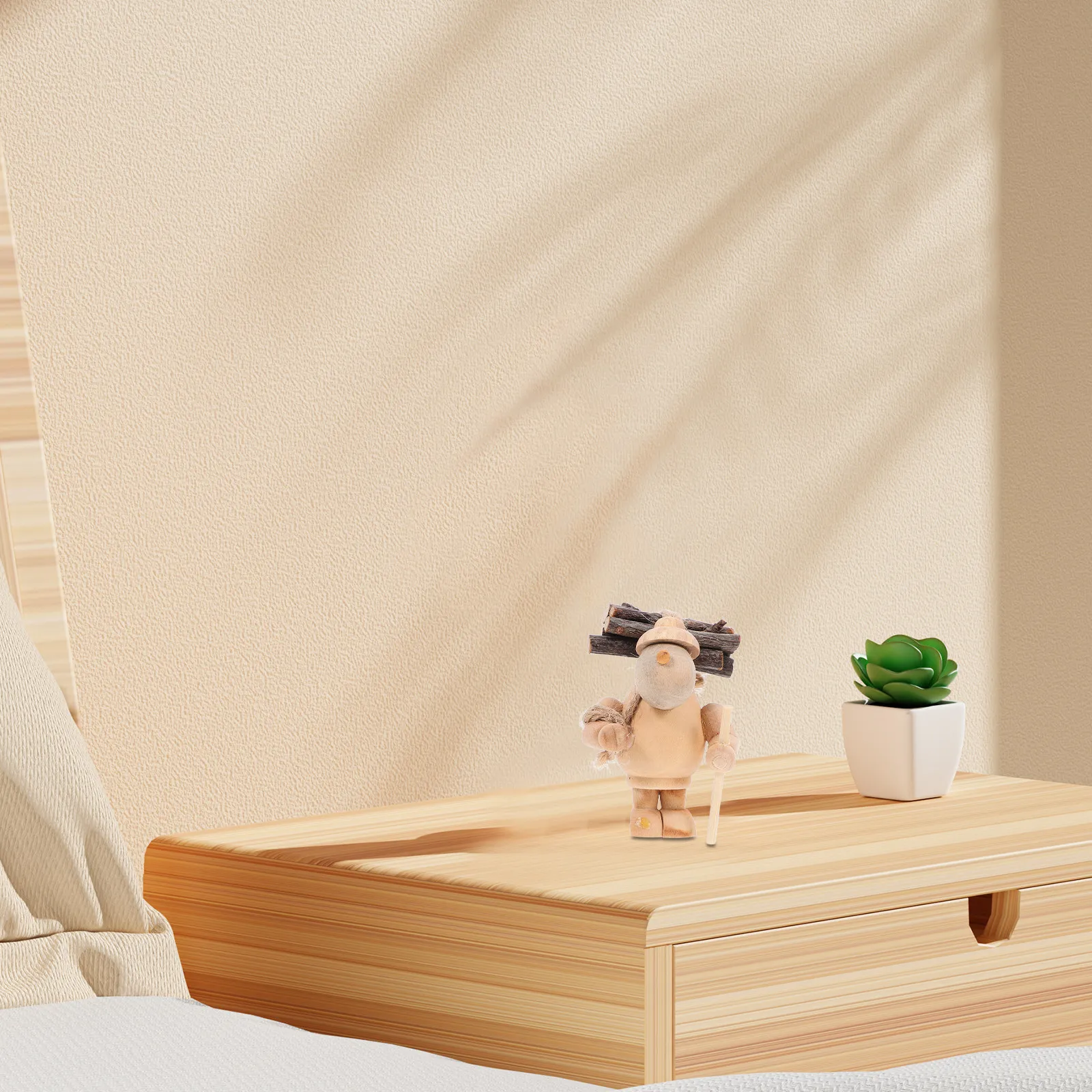 

Miniature Figurines Wooden Cartoon Desktop Decoration Compact Cute Garden Ornament Wood Decor