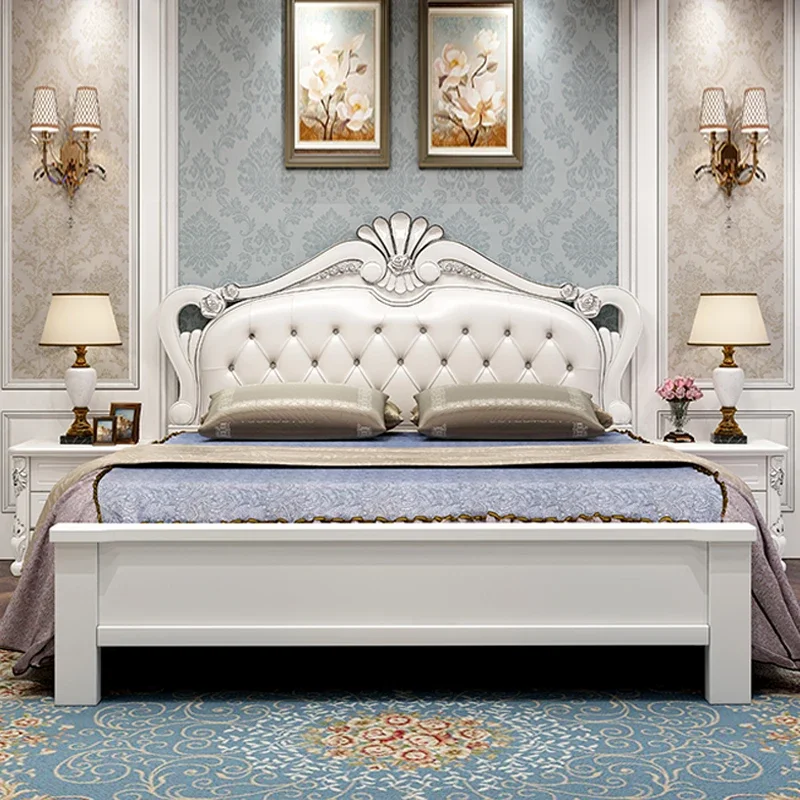 

Luxury Queen Double Bed Wood Drawers Storage Headboard Frame Double Bed Modern Sleeping Design Cama Matrimonio Home Furniture