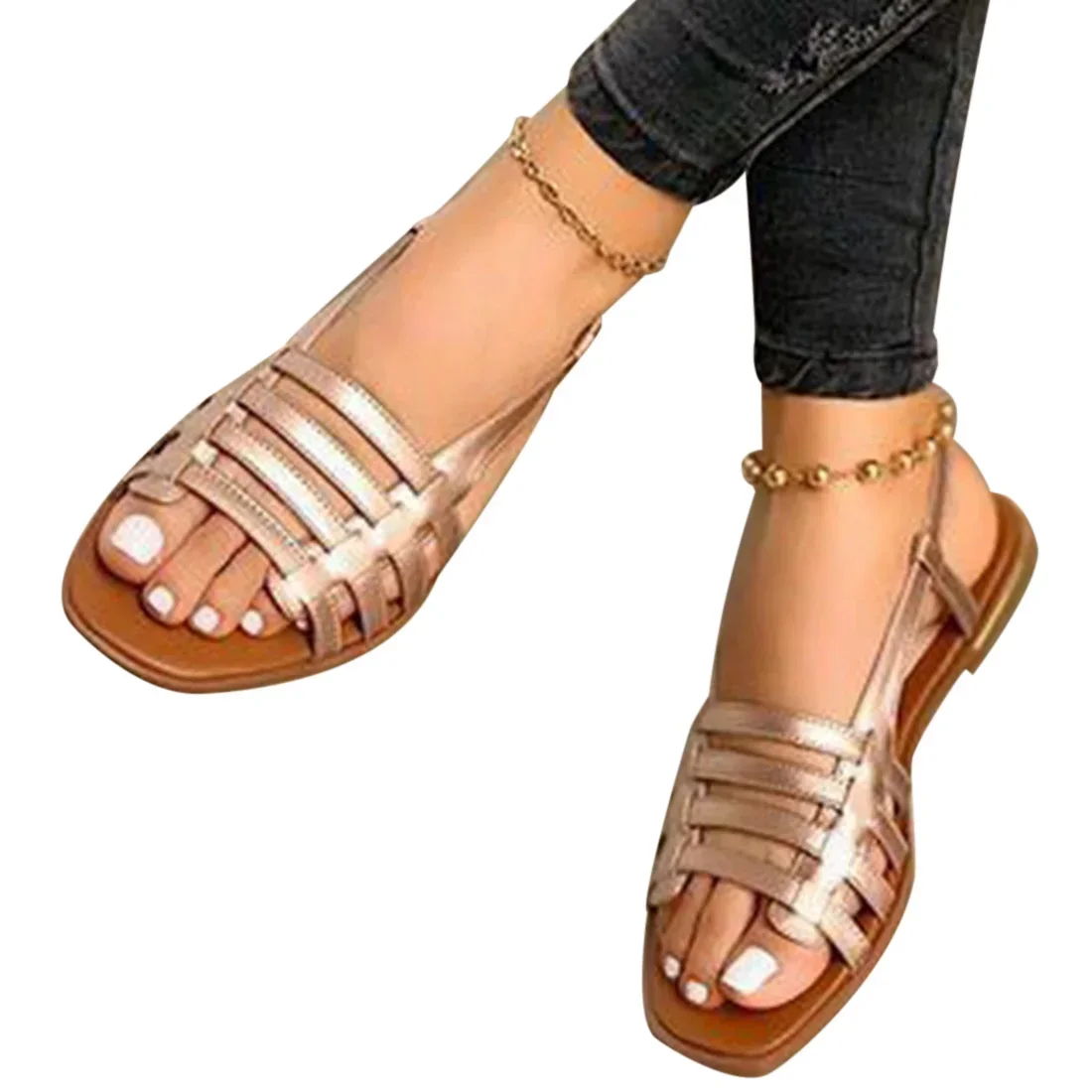 Women Sandals Woman Summer Hollow Out Roman Shoes 2024 Women\'s Gladiator Open Toe Beach Flats Ladies Footwear Plus Size 35-43