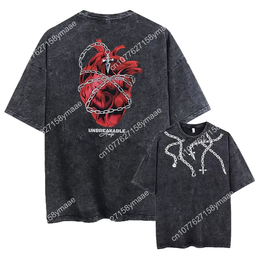 Anime Hunter X Hunter Washed Tshirt Graphic Hip Hop Vintage T Shirt Men Women Harajuku Cotton Casual Short Sleeve Tshirt