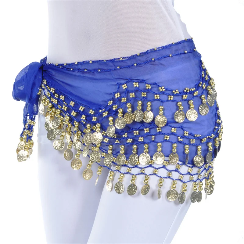 Women Belly Dance Hip Scarf Ladies Waist Wrap Skirt Sexy Sequin Dancewear Hanging coins Wrap Hip Skirt Dancewear Accessories