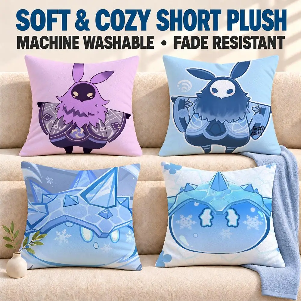 game Genshin Impact Cushion Cover Soft Washable Pillowcase Cushion Cover for Sofa Bed Car Travel Office Home Decor