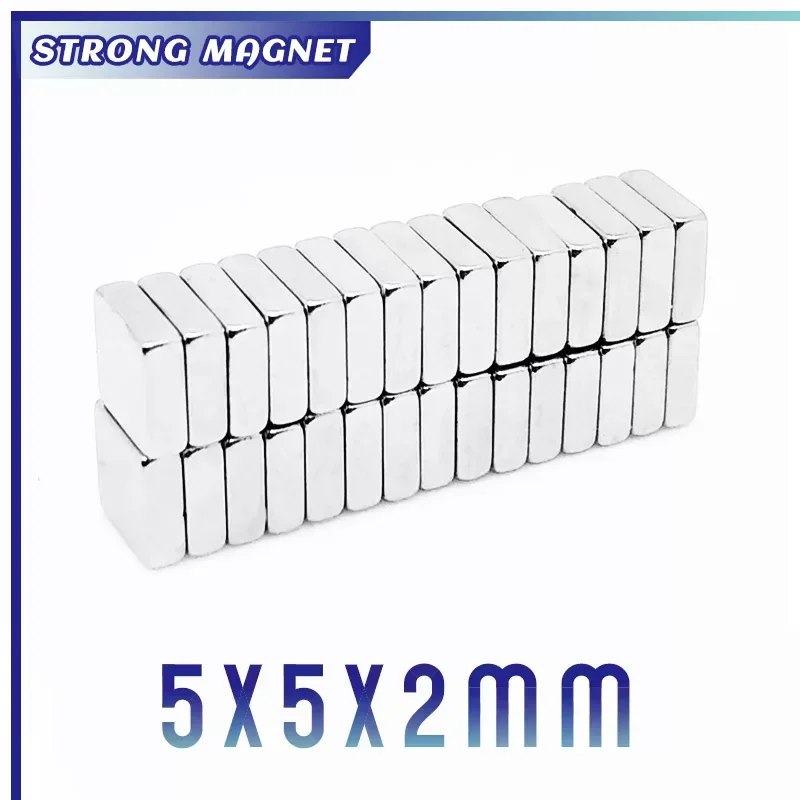 20/50/100/200/500/1000PCS Block Magnet 5x5x2 Strong Magnetic N35 Quadrate Permanent Neodymium Magnet Sheet 5x5x2mm 5*5*2 Mm