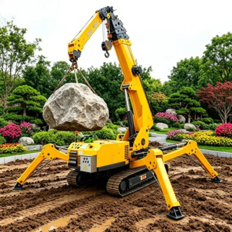 Mini Spider Crane 8 Ton Crawler Hydraulic Telescopic Boom with Articulating Arm Remote Control Portable Lift CE Certified