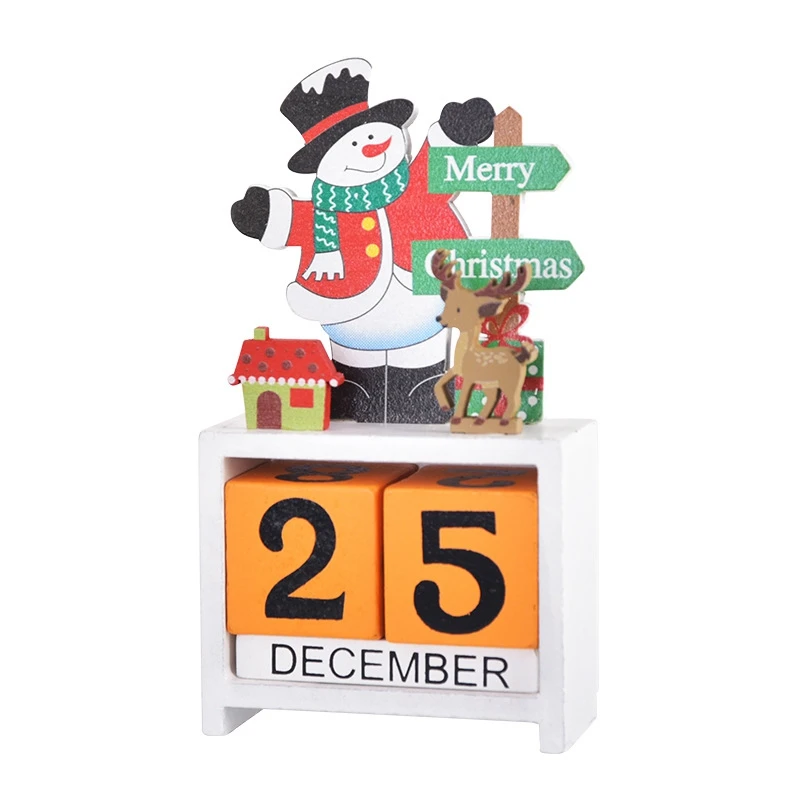 Christmas Table Calendar Tabletop Number Date Wooden Blocks Calendar Countdown Xmas Desktop Calendar Christmas Decor A Durable