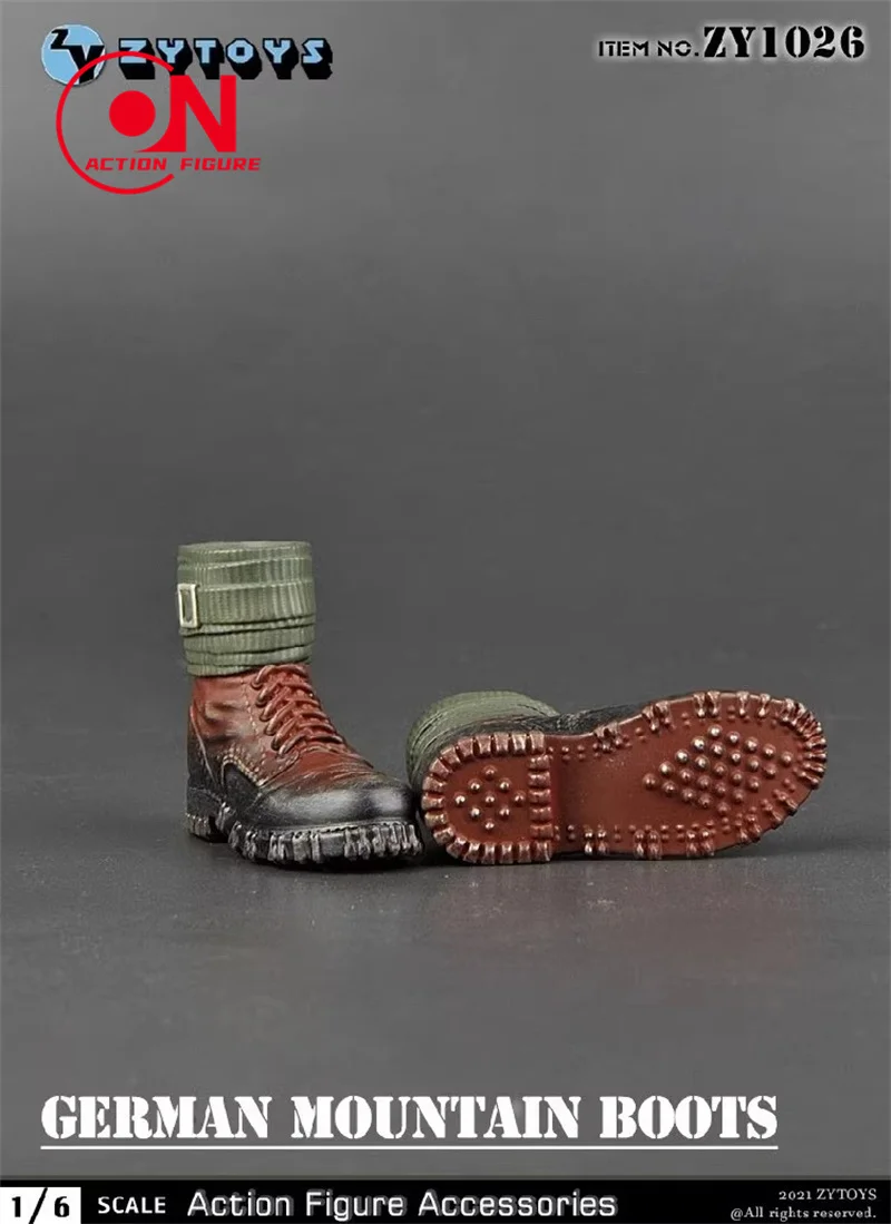 ZY1026 Escala 1/6 Soldado Masculino Segunda Guerra Alemão Botas de Combate de Montanha Modelo Para Boneca de Figuras de Ação de 12 ''