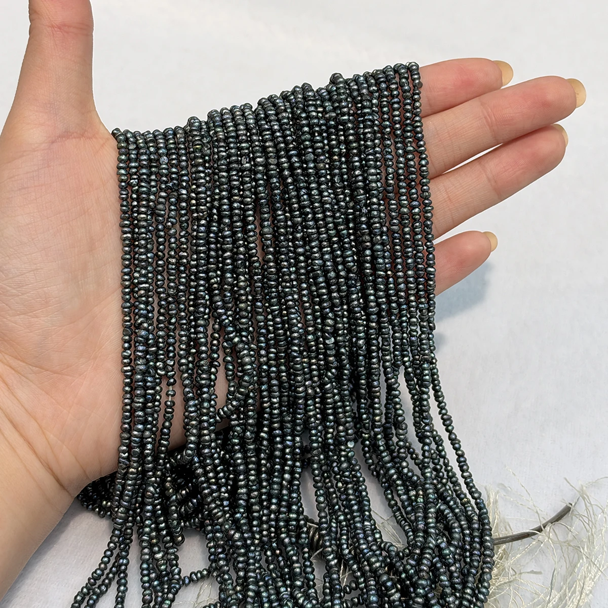 3-4mm Elegant Black Flat Freshwater Pearls, Natural Real Loose Beads for Handmade DIY Necklaces Bracelets Jewelry Accessories