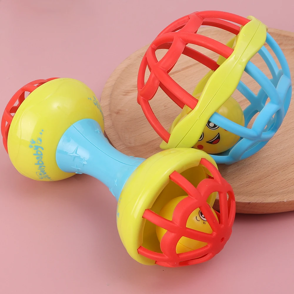 Baby Early Education Rattle Hand Grasp Sensory Ball Toys Soft Glue Grasp Molar Ball Neonate Teether Stick Puzzle Training Toys