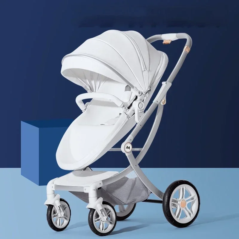 2025 Nieuwe Kinderwagen 2in1/3 In 1, Lederen Luxe Kinderwagen met Autostoel, Eierschaal Pasgeboren Kinderwagen Hoge Landschap auto