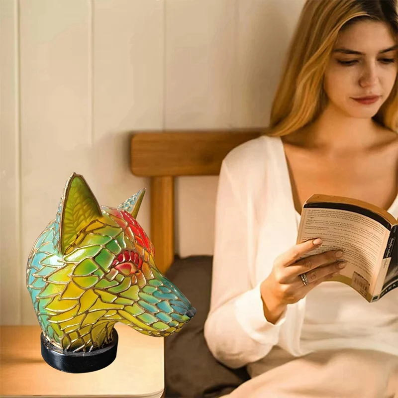 15Cm Resin Stained Glass Table Lamp-Animal Series, Used For Home Decoration.