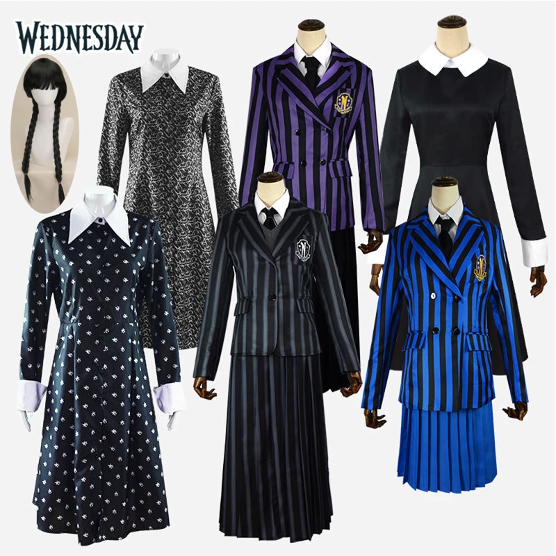 

Wednesday Addams Dress The Addams Family Nevermore Academy Cosplay Costume School Uniform Suit Set Male Female Students Clothing