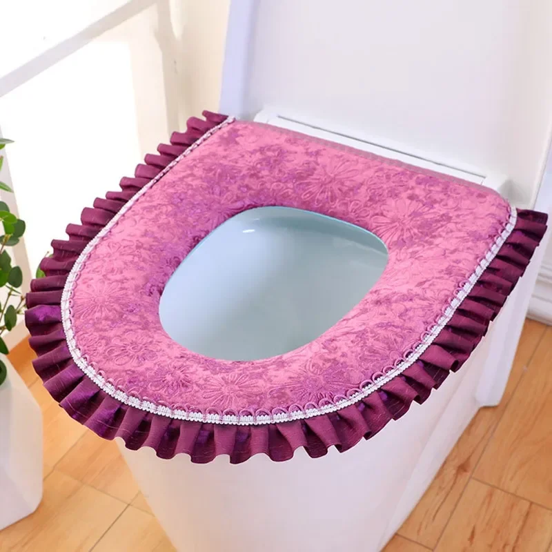 Tavolette Copriwater Fiore Peluche di Inverno Morbido Sedile Del Water Pad Copertura Della Chiusura Lampo Casa Accessorio per Il Bagno