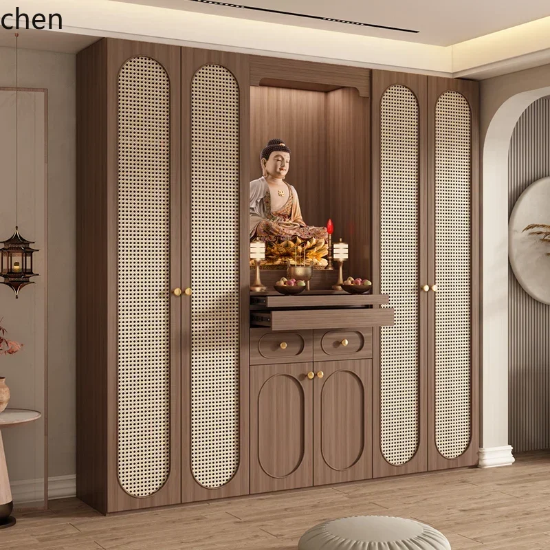 PYH Guanyin Buddha Statue Seating Table High-end Modern Buddha Cabinet Guan Gong Fragrant Case Table