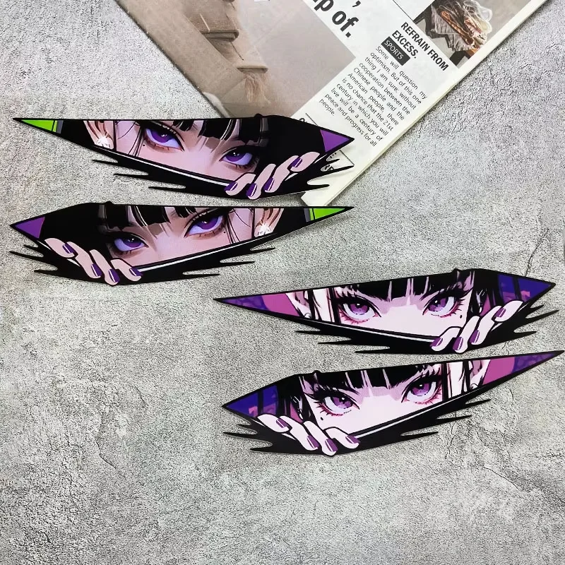 Adesivos de Vinil Impermeáveis para Moto com Olhos de Garota Anime JDM, Decoração para Painéis Laterais e Tanque de Combustível de Motocicletas e Carros