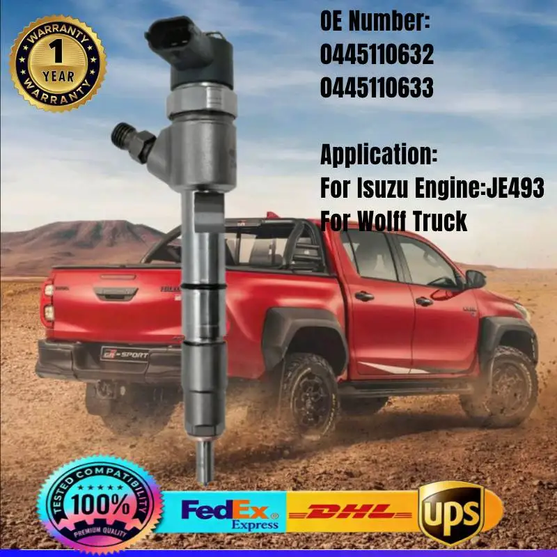

0445110632 0445110633 Common Rail Fuel Injector 0 445 110 632 for Isuzu Engine JE493 Wolff Truck