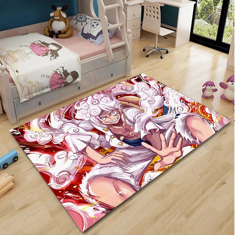 Anime One Piece Cartoon Home Large Area Rug Luffy Straw Hat Group Printed Living Room Sofa Floor Mat Bedroom Decorative Carpet