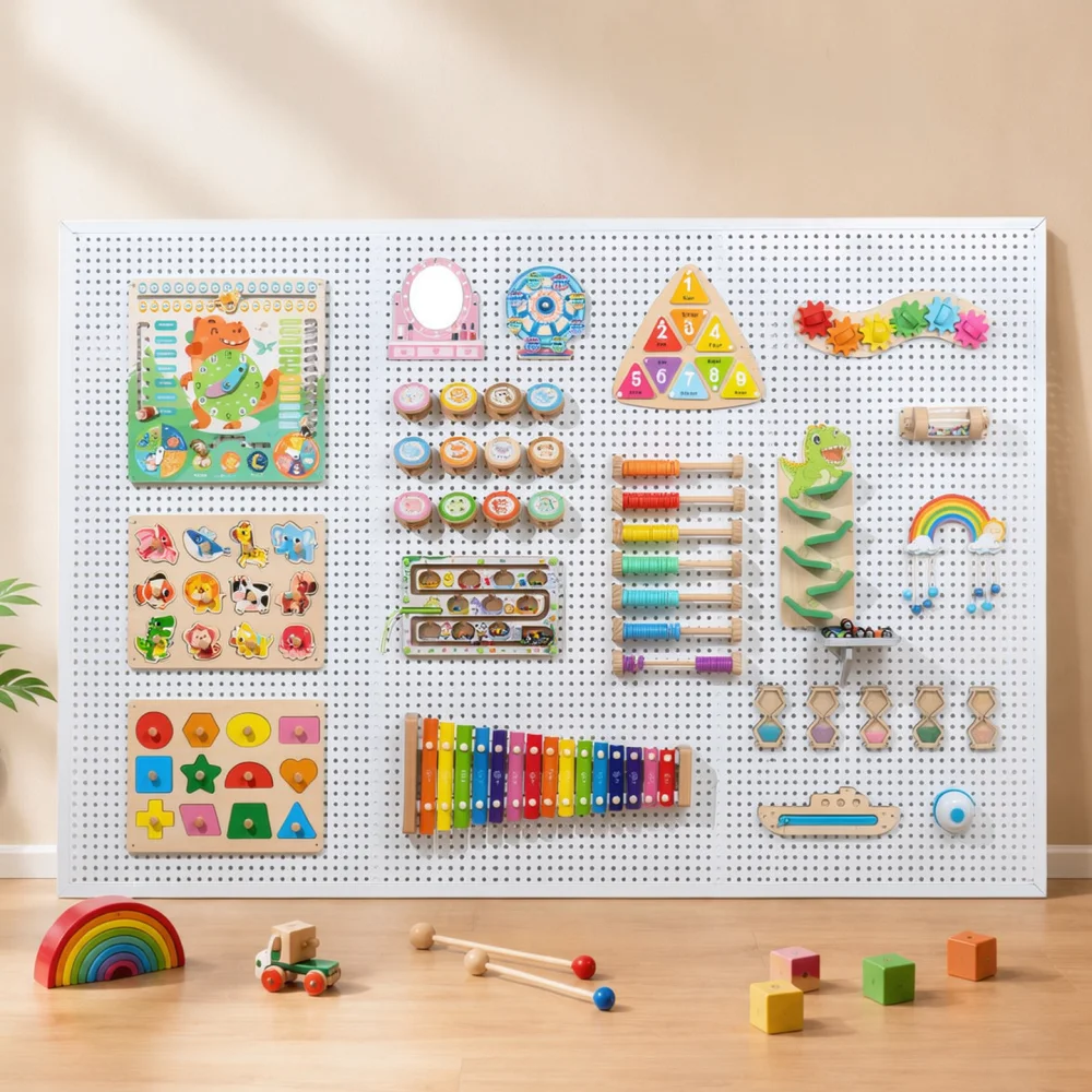 Diy Montessori Busy Board Wood Components Preschool Sensory Toys Educational Aids Kindergarten Skill Training Activity