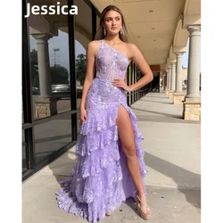 Jessica Purple Glitter Prom Dresses Tulle Layered Princess Graduation Evening Dresses Sweet Corset Wedding Party Dresses 2024