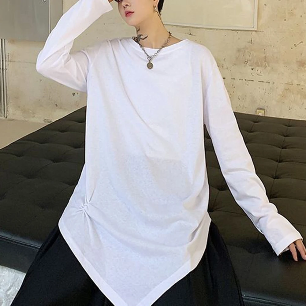 Mens Y2k Irregular Hem Shirt Spring Streetwear Niche Fashion Nightclub Stage Performance Long Sleeve Top Men'S Clothing 2026 New