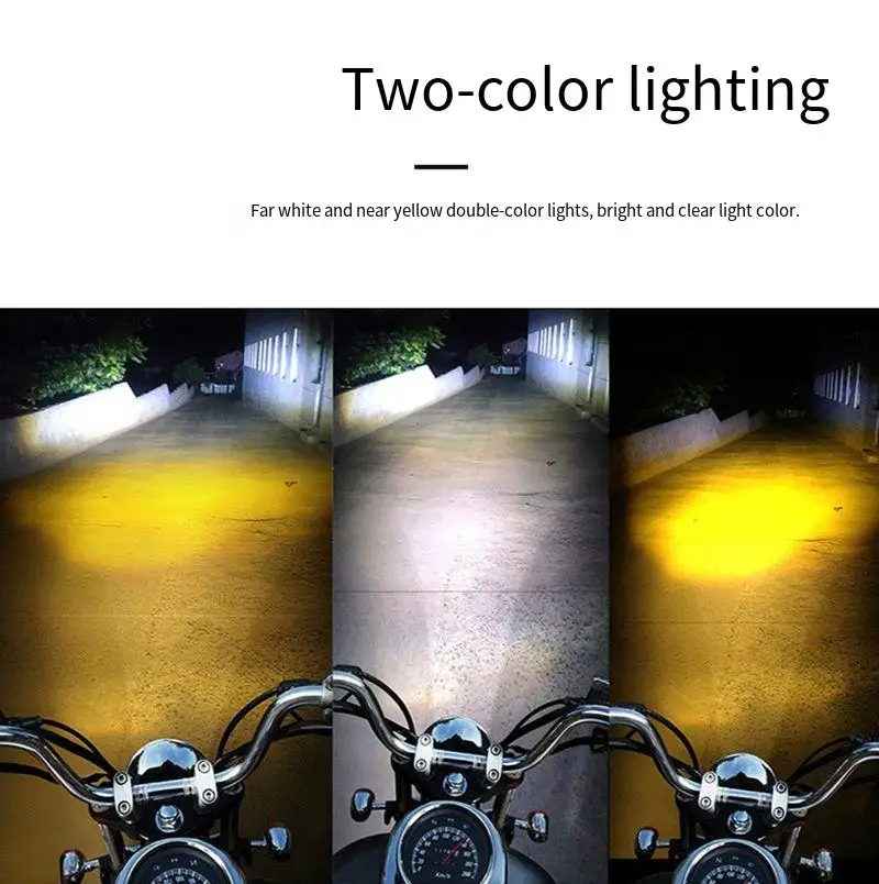 LED Motorcycle Headlight 12V 40W 3000K 6000K High Low Beam White Yellow Light Upgrade